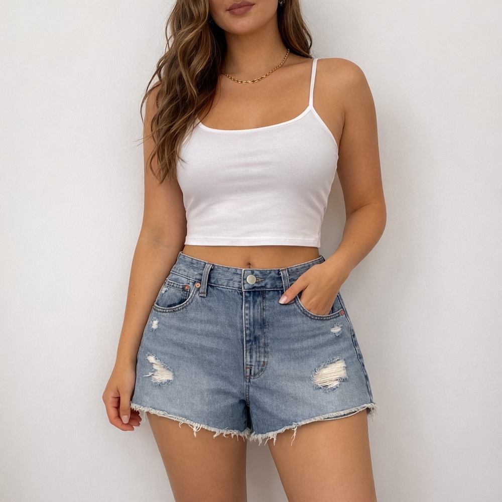 Madewell Relaxed 30 (US 10) Denim Distressed Shorts Women’s High Rise ND697